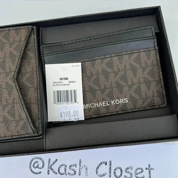 Michael Kors Mens Wallet Card case Box Set- Brown - Picture 6 of 7